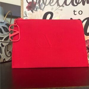 Valentino Hot Pink Make up Pouch with V Charm
